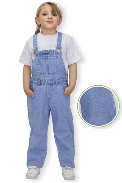 CRASSİ Girl's Stone Detailed Denim Salopet