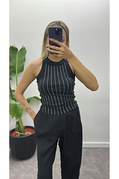 Acar Boutique Halter Yaka Taş Baskılı Atlet