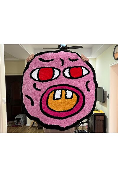Choice 60X60 cm LAKEA Cherry Bomb Rug Pink Handmade Tufted Carpet Room Decor Kawaii Rug Small Rugs for Bedr