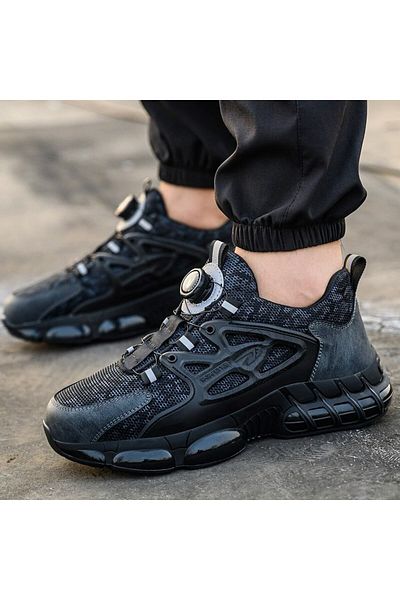 Choice 44 Black Steel Toe Shoes for Men Indestructible Work Boots Lightweight Safety Shoes Walking Anti-sma