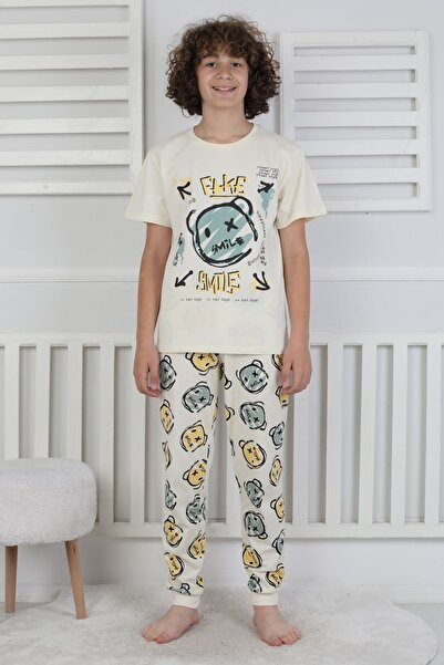 ZUZUNGA Line Bear Patterned Boy's Pajama Set