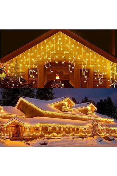 Choice Eu plug Warm-4Mx0.6M 4Mx0.6M Curtain LED Icicle String Lights EU Plug Christmas Garland Droop Light