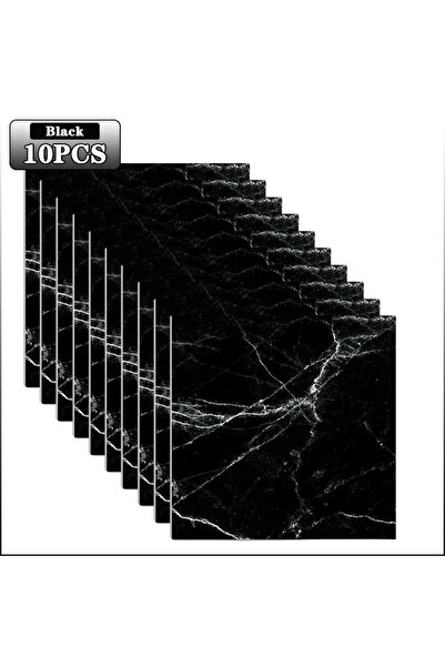 Choice أسود - 10 قطع من 10 إلى 40 قطعة من ملصقات الأرضيات ذاتية اللصق على شكل رخامي سميكة ومقاومة للتآكل من مادة البولي فينيل كلوريد