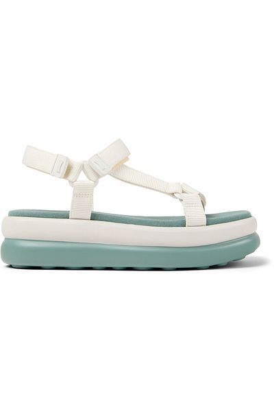 CAMPER Women's White High-Heeled Sandals With Hook And Loop Straps Soft Sole Pelotas Flota Up