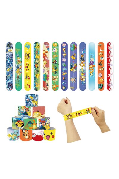 Miniso 12pcs Slap Bracelet 12/24/36pcs Pokemon Pikachu Slap Bracelet Party Favors Gifts Goodie Bag Fillers