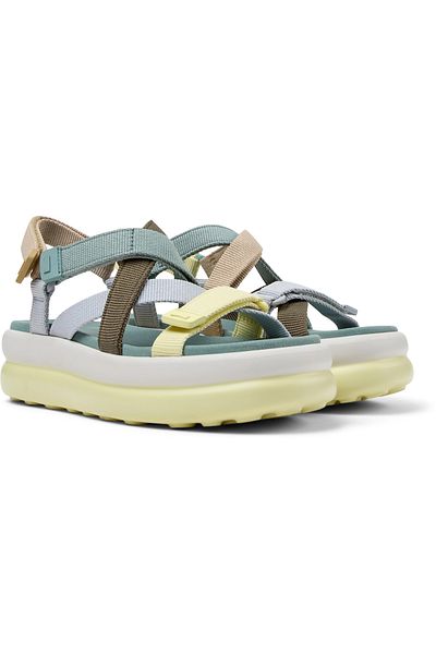 CAMPER Women's Multi-Color Hook And Loop Cross-Strap Summer Sandals Comfortable Platform Twins