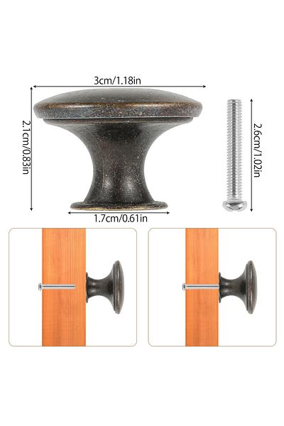 Choice 12pcs Brass Vintage Drawer Handle Antique Bronze Cupboard Door Pull Knob Round Zinc Alloy Dresser Kn
