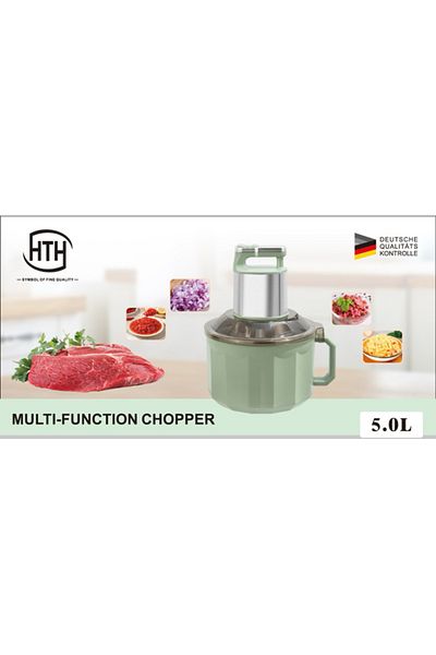 HTH 5 L Meat Grinder,3 Speeds Electric Meat Grinder,Electric Chopper,Food Processor with 6-Blades,1100 W