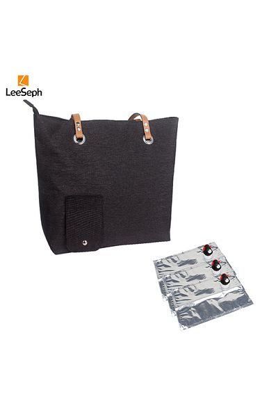 Choice Black Leeseph Beach Wine Tote Bag with 3 Wine Bladder Bag and Spout Set, Wine Cooler Bag for Picnics