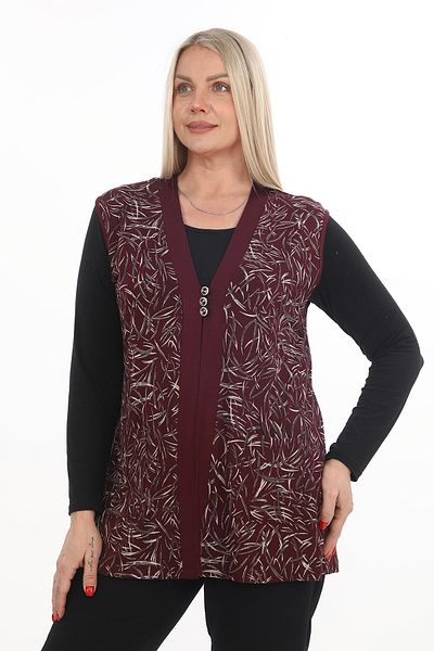 AfifeCOLLECTİON Patterned Mother Plus Size Vest Viscose Vest