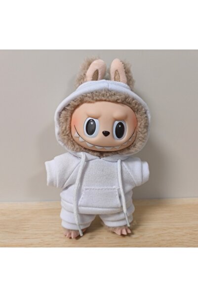 Choice مجموعة ملابس دمية لابوبو بيضاء مقاس 17 سم بلون سادة مع هودي وبنطال من ...