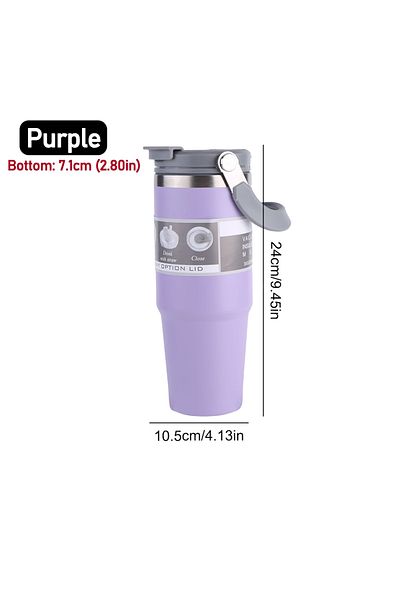 Shunmaii Purple 30oz Vacuum Insulated Cup with Handle Double-Layer Insulated Cup Stainless Steel Sports Water