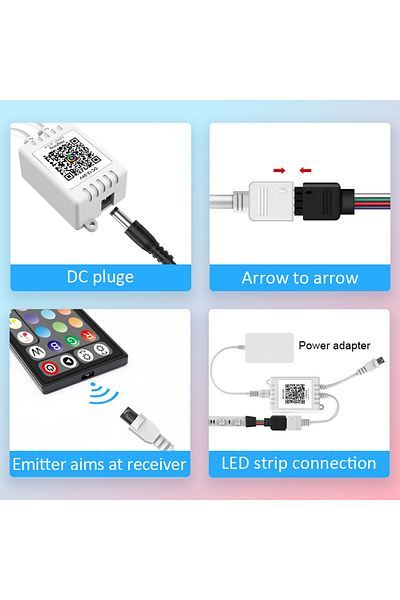 Choice 44 RGB Light Strip Remote Controller, 2-in-1 4 Pin Dimming Dimmer Brightness Flash Mode Control for