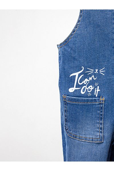 Overdo Cat Printed Lycra Boy's Jeans Salopet / Gardener