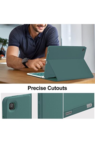 EHZ TEKNOLOJİ Samsung Galaxy Tab S6 Lite Uyumlu Siyah Deri Kapaklı Klavyeli Kılıf