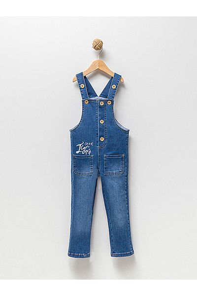 Overdo Cat Printed Lycra Boy's Jeans Salopet / Gardener