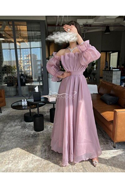 ALANOOD FASHION فستان ناعم بلون وردي مناسب للحمل بتصميم عصري ومريح