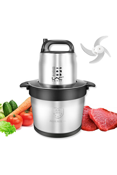 LAC LAICHY مفرمة طعام من الفولاذ المقاوم للصدأ سعة 8 لتر وسرعتين مع 4 شفرات و...