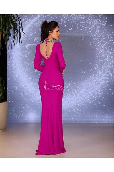 ALANOOD FASHION Elegant crystal embroidered long sleeve mask dress