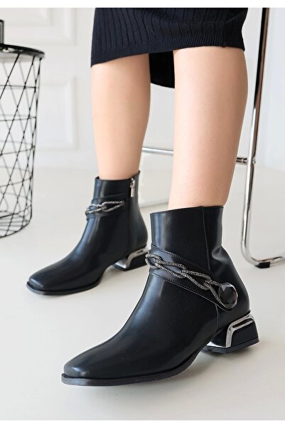Erbilden Roxani Black Leather Heeled Boots