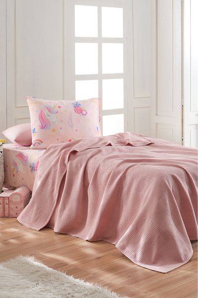Eponj Home Fitted Sheet Pique Set Single 100% Cotton 3 Piece Magical Patterned Powder – Weave Series