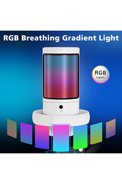 FlashHawk ميكروفون USB للكمبيوتر الشخصي للألعاب، ميكروفون مكثف للبودكاست مع ذراع بوم، وفلتر بوب، وزر كتم الصوت للبث