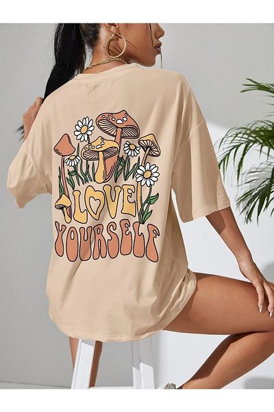 Boi Μπλουζάκι για γυναίκες/κορίτσια Oversize Love Your Self Printed
