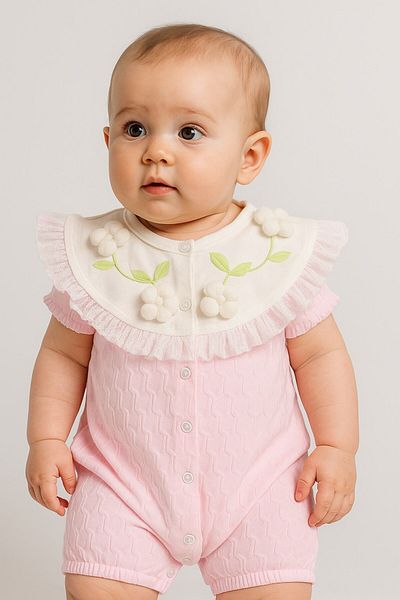 minuma Baby Girl Rose Detailed Scalloped Single Jumpsuit 6-12 Months