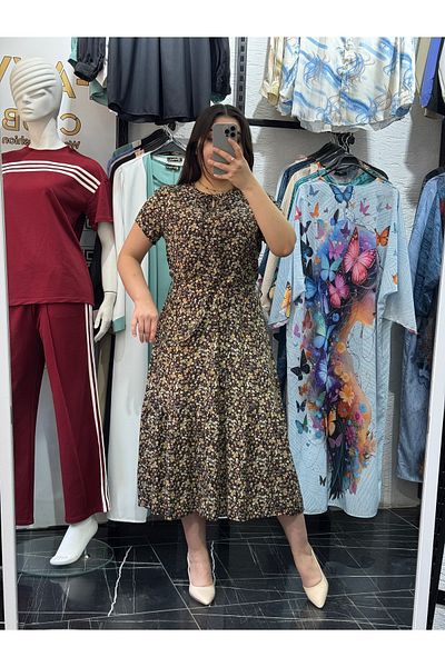 Favv Club V-Necklace Strapy Pattern Viscosse Dress