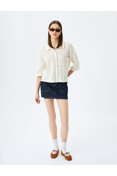 Koton Beige Knitted T-Shirt