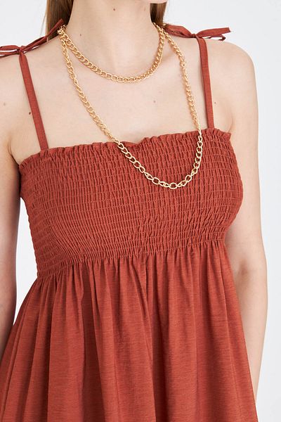 armonika Women's Tile Straps Lace-Up Chest Gipe Elastic Long Dress Arm-25Y001069
