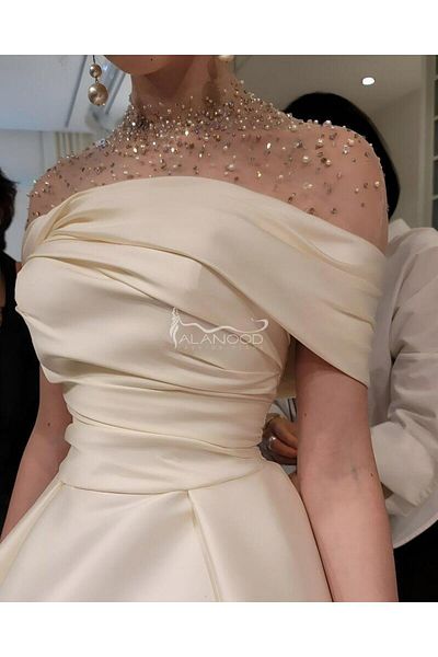 ALANOOD FASHION Elegant and luxurious pearl-studded occasion dress