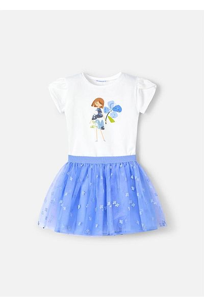 MAYORAL Girls' T-Shirt Tulle Skirt Set Blue 3946