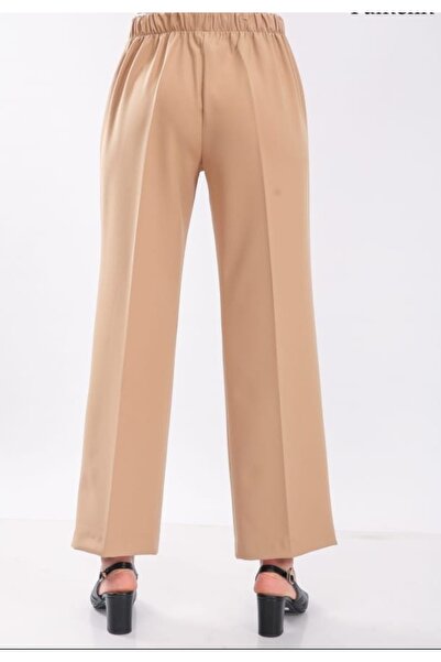 Famelin Geniş Duble Paça Beli Lastikli Kumaş Pantolon