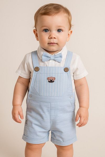 minuma Baby Boy Bow Tie Linen Salopet 9/18 Months 430344