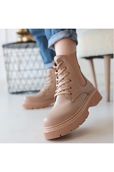Erbilden Daum Nude Skin Lace up Boots