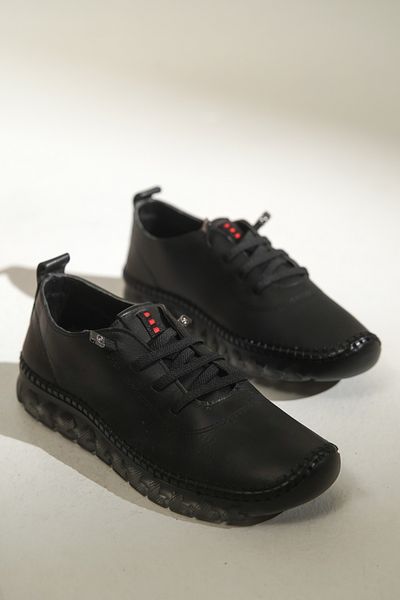 lovitto Soft Sole Inside and Outside Genuine Leather Women's Black Shoes
