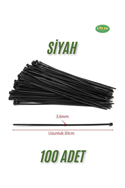 ÇİTAŞ 100 ADET SİYAH 3.6 X 300 KABLO BAĞI 30 CM CIRT KELEPÇE KABLO KANAL KELEPÇE