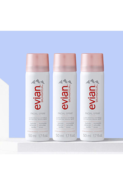 Evian رذاذ ايفيان ترطيب الوجه بماء الألب الطبيعي للبشرة الحساسة 2 عبوة 50 مل للاستخدام اليومي والسفر