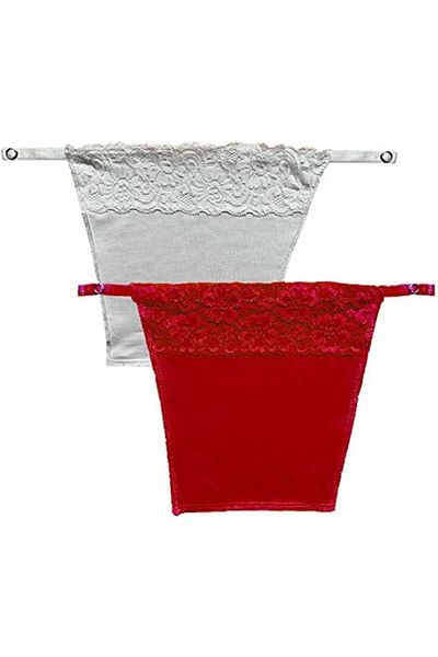 Glamroot Women's Cotton Camisole Cleavage Cover Clip-on Mock Lace Camisecret - Set of 2