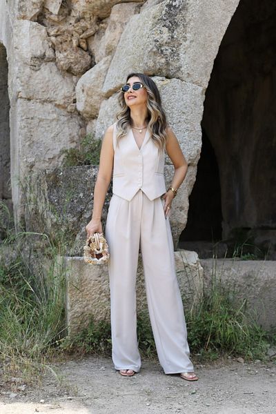 bytugcekaya Stone Two Pleated Palazzo Pants