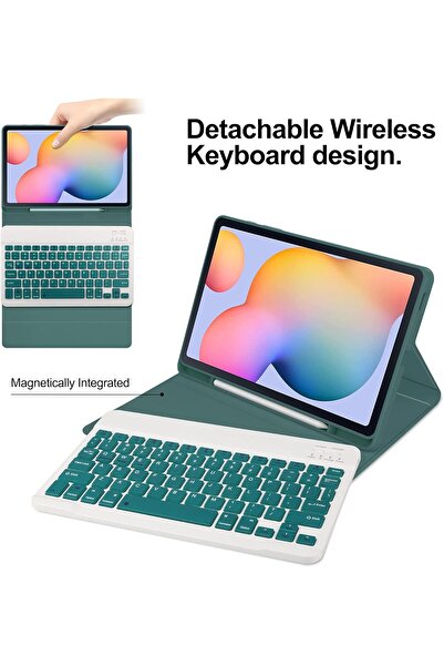 EHZ TEKNOLOJİ Samsung Galaxy Tab S6 Lite Uyumlu Siyah Deri Kapaklı Klavyeli Kılıf