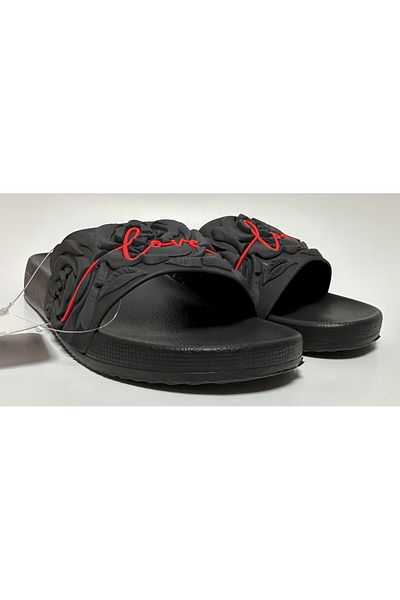 GEZER Black Love Rose Relief Detailled Non-Slip Eva Anatomic Sole Women's Wet Floor, Home and Street Slippers