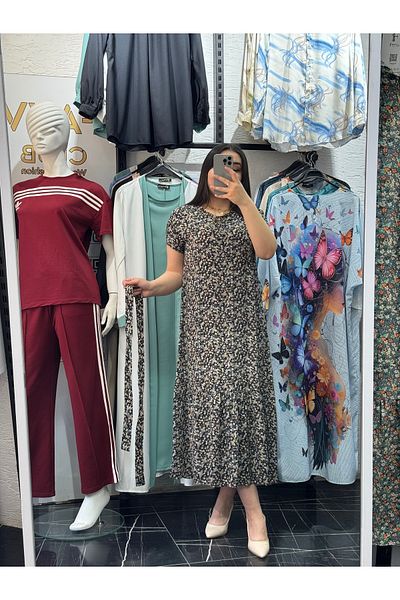 Favv Club V-Necklace Strapy Pattern Viscosse Dress