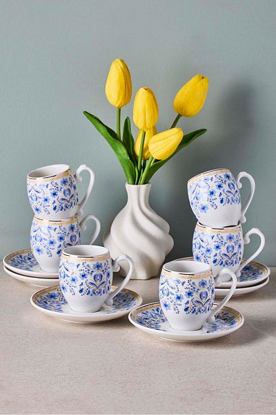 Perotti Mavişehir 6-Person Porcelain Coffee Cup Set