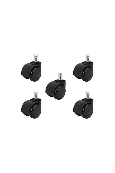Iso Set 5 Universal Wheels for Office Chair, Diameter 50mm, Black
