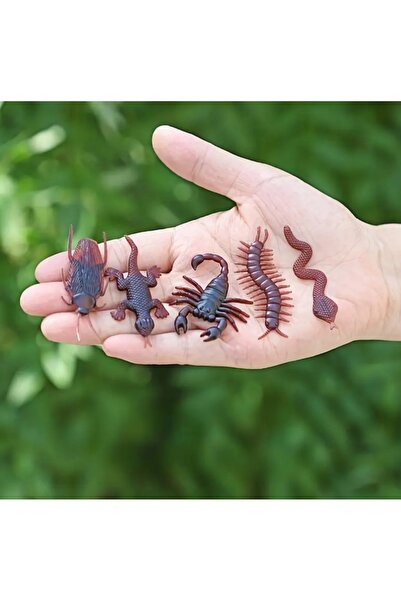 ASLANKAR 5 adet gerçekçi şaka böcekleri yılan,akrep,hamamböceği,kertenkele,kırkayak şaka oyuncak.