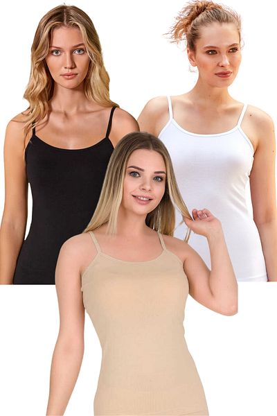 Fanilam Berrak Women's Lycra Cotton Rope Strap Undershirt 3-Piece - Breathable, Soft and Sweat-Free Fabric