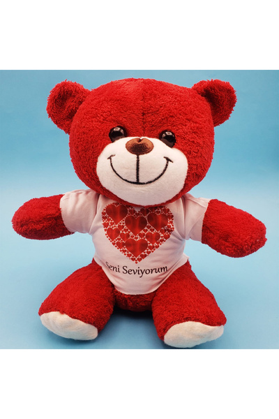 YNT İthalat تي شيرت أحمر تيدي بير مع قلب أنا أحبك