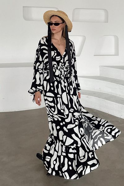 Olcay Rochie cu decolteu în V cu model cu detaliu de fantă NEGRU 9350-E